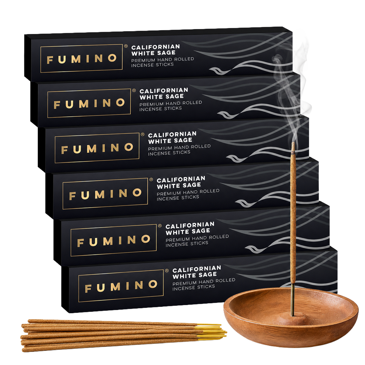 Californian White Sage Incense Sticks Multipack | 6 Boxes, 84 Sticks | Natural Home Fragrance | Fumino