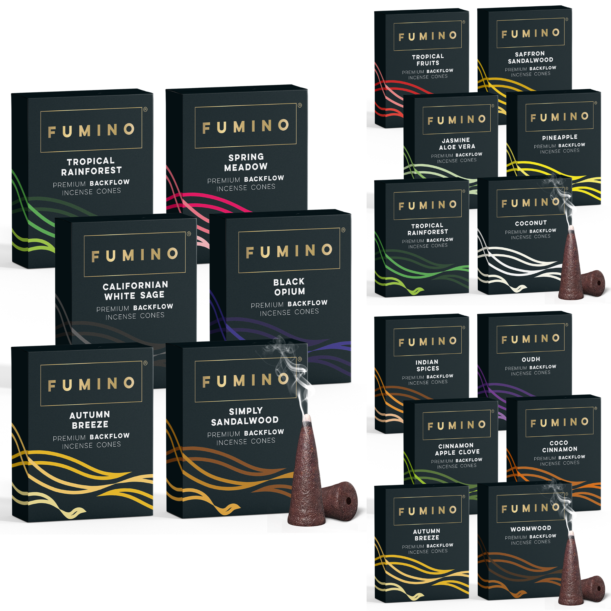 Backflow Incense Cones Mega Bundle – All 16 Fragrances – Fumino UK Home Fragrance