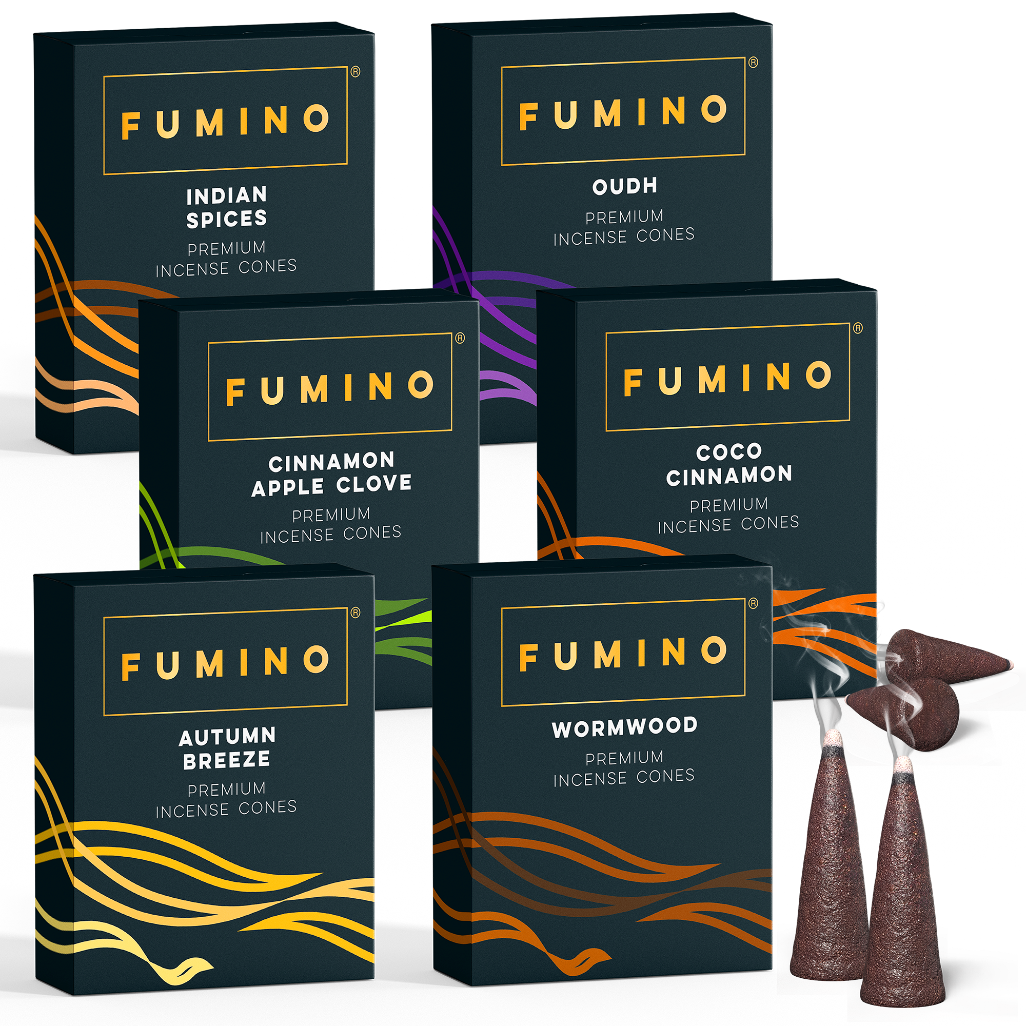 Fireside & Frost Incense Cones Bundle – 6 Fragrances – Fumino UK Home Fragrance