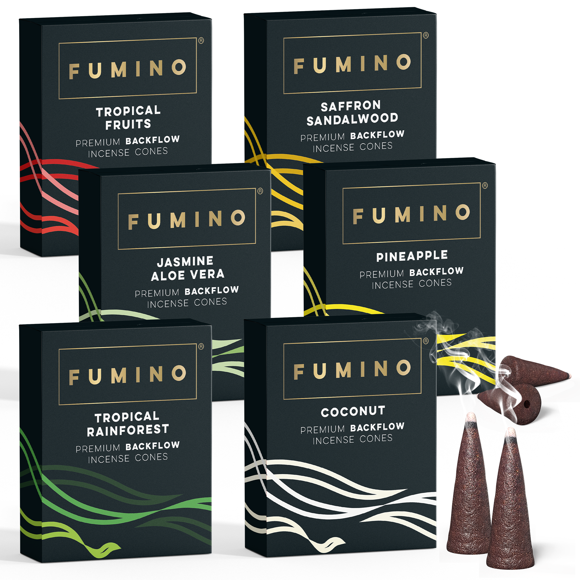 Tropical Tastes Backflow Incense Cones Bundle – 6 Fragrances – Fumino UK Home Fragrance