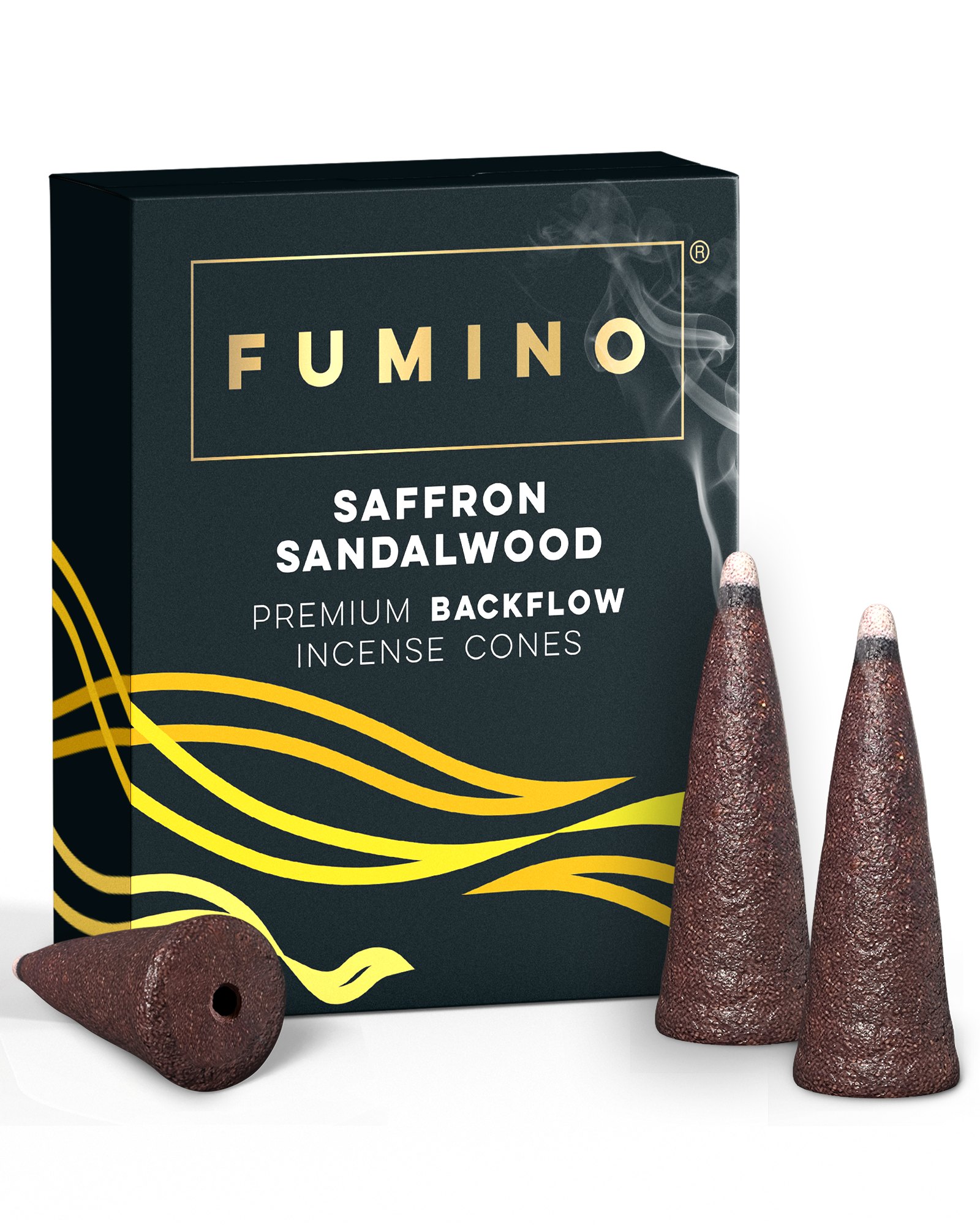 Saffron Sandalwood Backflow Incense Cones – Pack of 15 – Fumino UK Home Fragrance