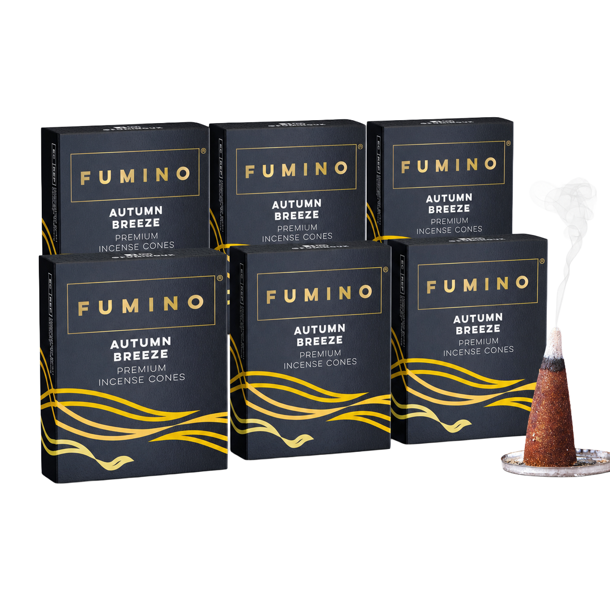 Autumn Breeze Incense Cones Multipack | 6 Boxes, 90 Cones | Aromatherapy & Meditation | Fumino