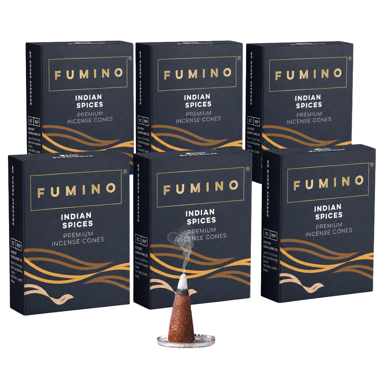 Indian Spices Incense Cones Multipack | 6 Boxes, 90 Cones | Aromatherapy & Meditation | Fumino