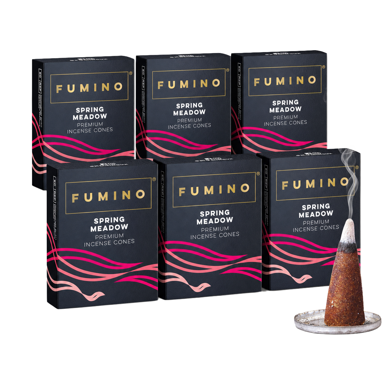 Spring Meadow Incense Cones Multipack | 6 Boxes, 90 Cones | Aromatherapy & Meditation | Fumino