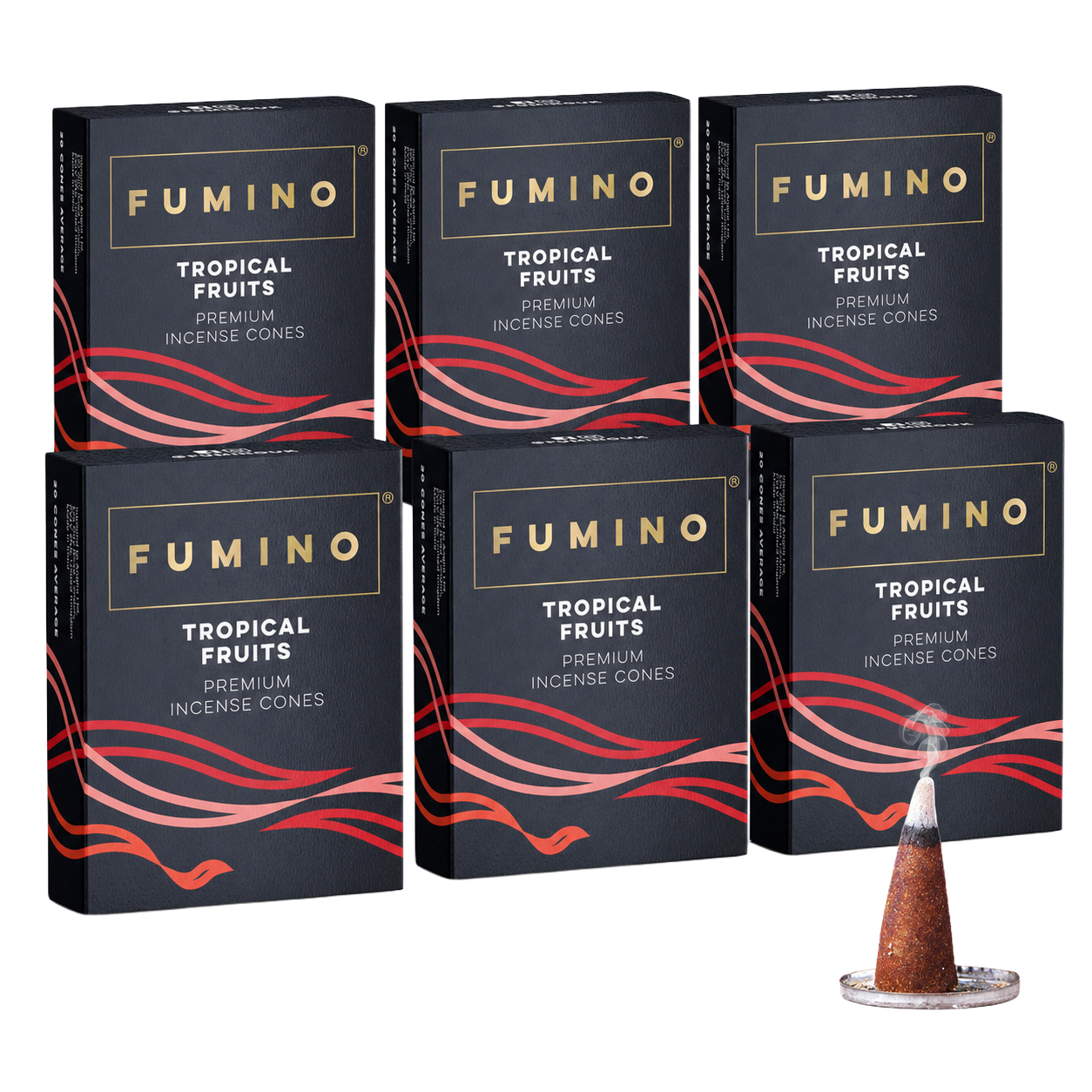 Tropical Fruits Incense Cones Multipack | 6 Boxes, 90 Cones | Aromatherapy & Meditation | Fumino