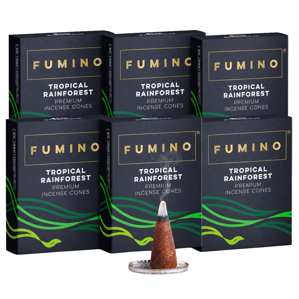 Tropical Rainforest Incense Cones Multipack | 6 Boxes, 90 Cones | Aromatherapy & Meditation | Fumino