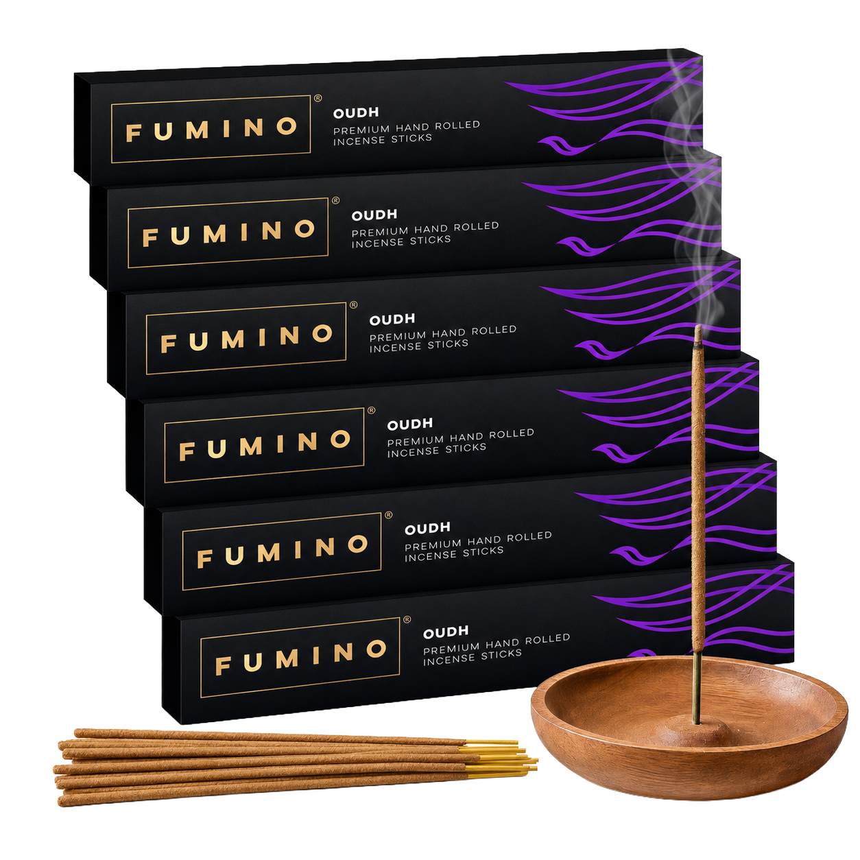 Oudh Incense Sticks Multipack | 6 Boxes, 84 Sticks | Natural Home Fragrance | Fumino
