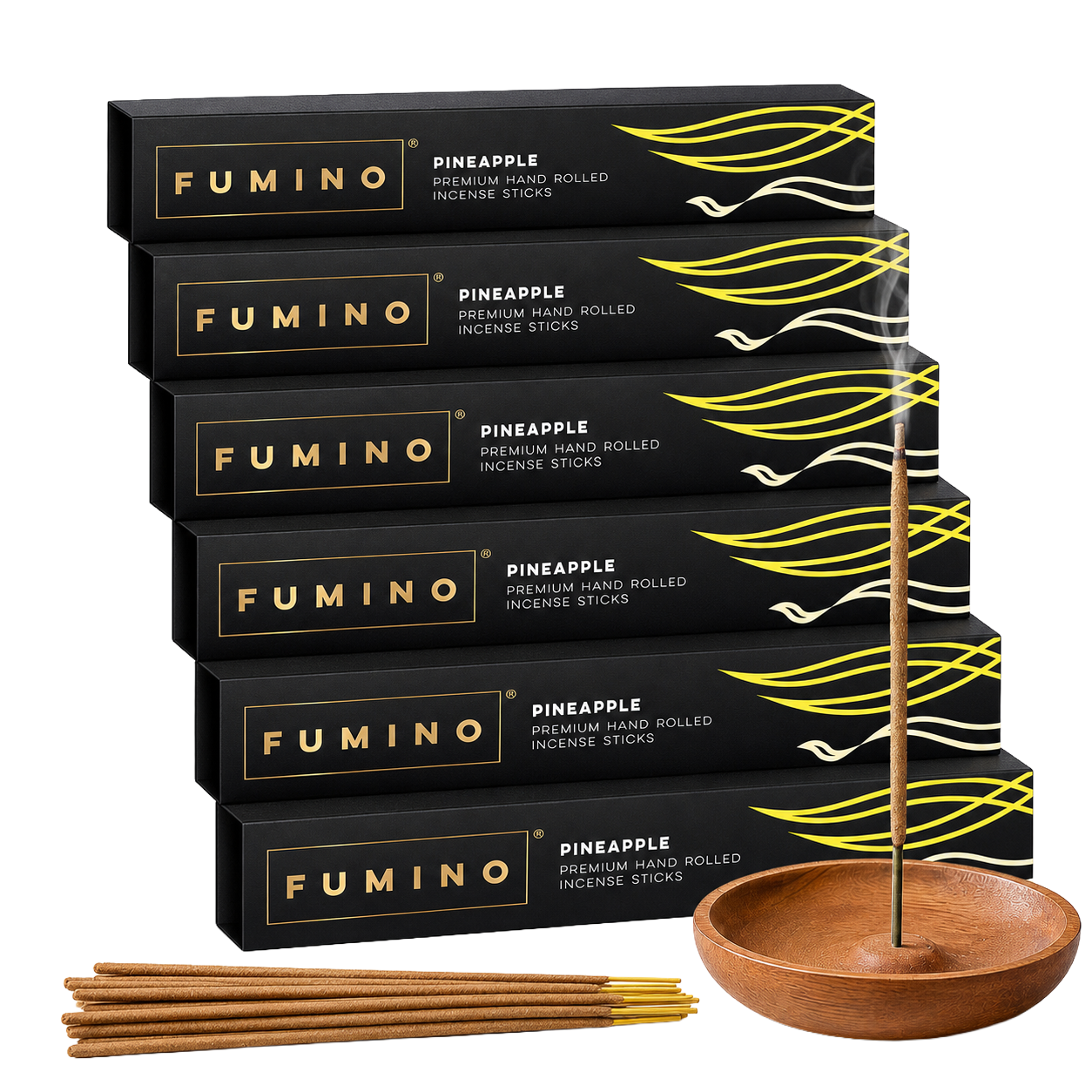 Pineapple Incense Sticks Multipack | 6 Boxes, 84 Sticks | Natural Home Fragrance | Fumino