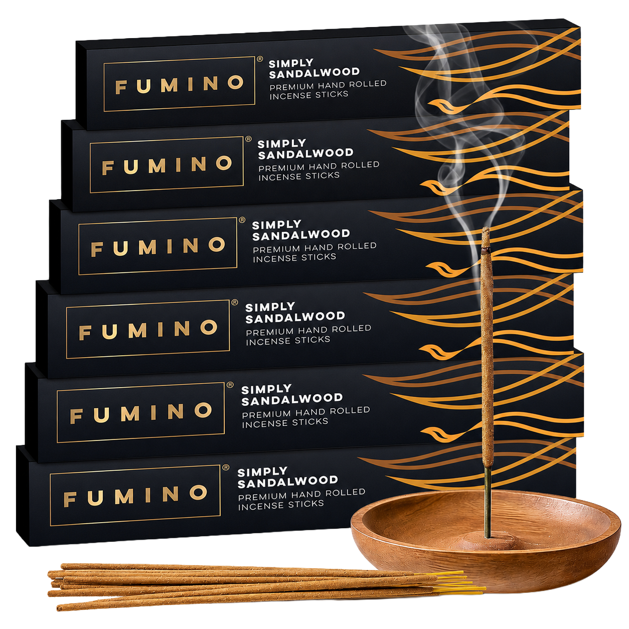 Simply Sandalwood Incense Sticks Multipack | 6 Boxes, 84 Sticks | Natural Home Fragrance | Fumino